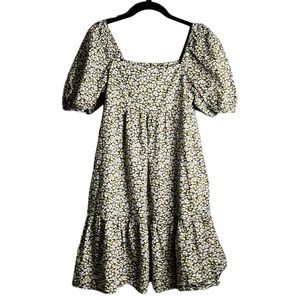 Uniqlo Floral Puff Sleeves Babydoll Ruffle Hem Dress Size Small